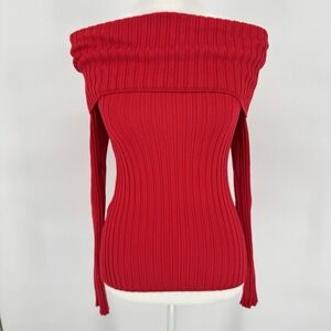 INC Off Shoulder Ribbed Knit Sweater XS Y2K Fitted Holiday Going Out Date Night